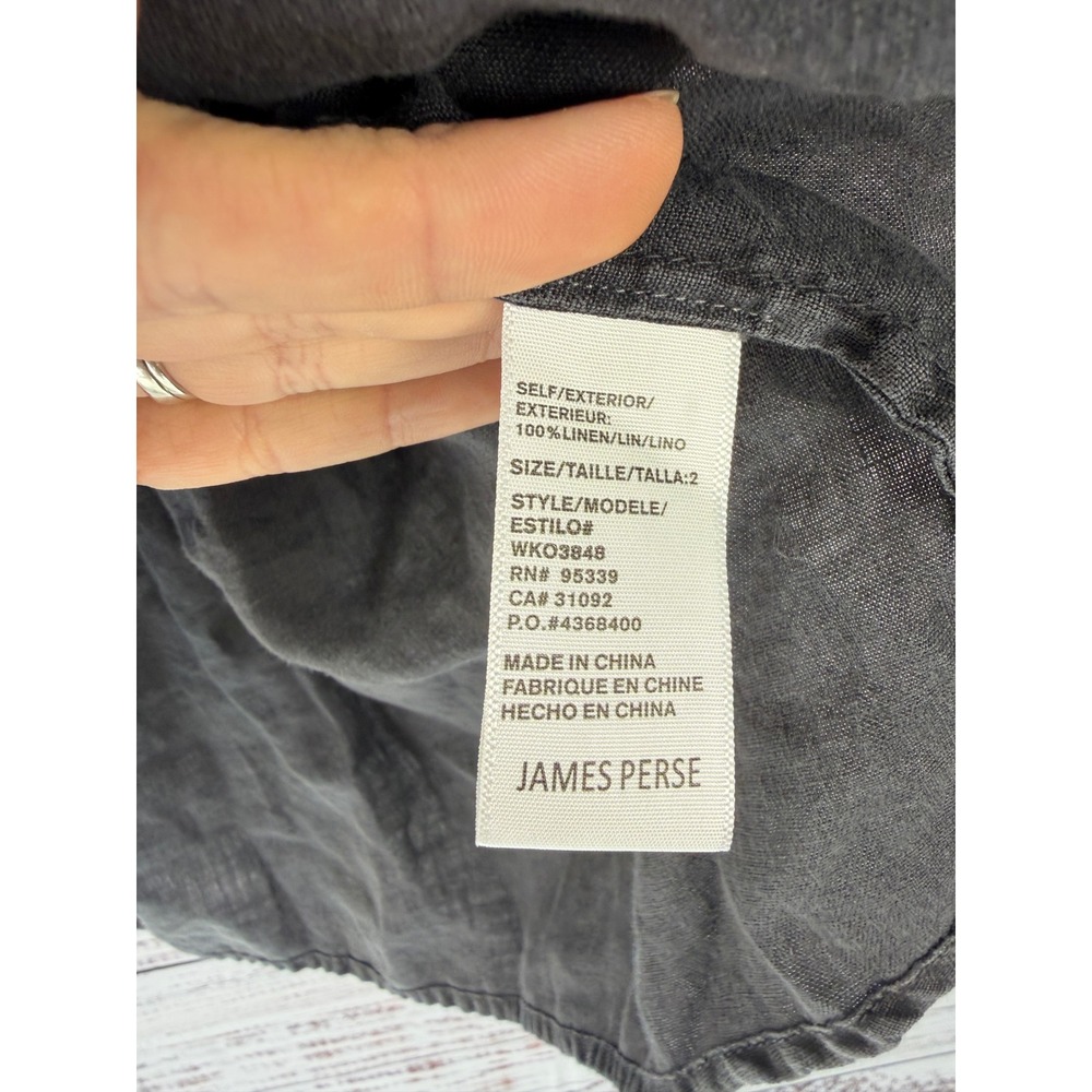 James Perse 100% Linen Gray Sleeveless Tunic Top Size 2 M Minimalist - Picture 4 of 5